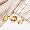 1pc 304 Stainless Steel Charms 3D Oval Rectangle Small Pendant 14K Gold Plated Necklace Charm for Jewelry Making Women Findings