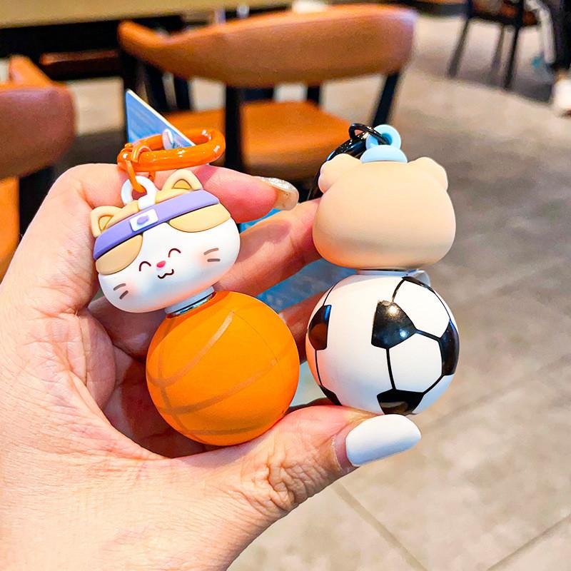 Adorable Cartoon Sports Themed Keychain Featuring Cute Bear Rabbit Design For Gifts