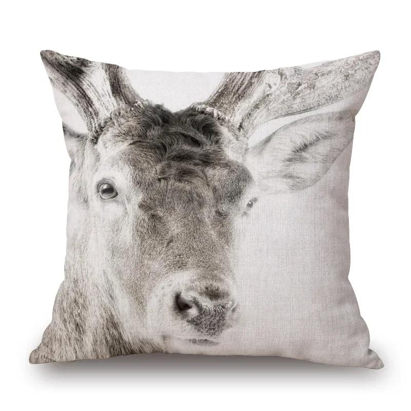 

Скандинавський Ретро Стиль Тварини Постер Наволочка Високогірна Корова Теля Олень Коза Лось Лисиця Ведмідь Принт Наволочка 30x30cm