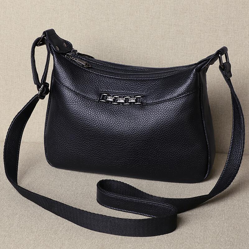 YUYULA Crossbody Bag, Leather Handbag, Shoulder Bag, Black