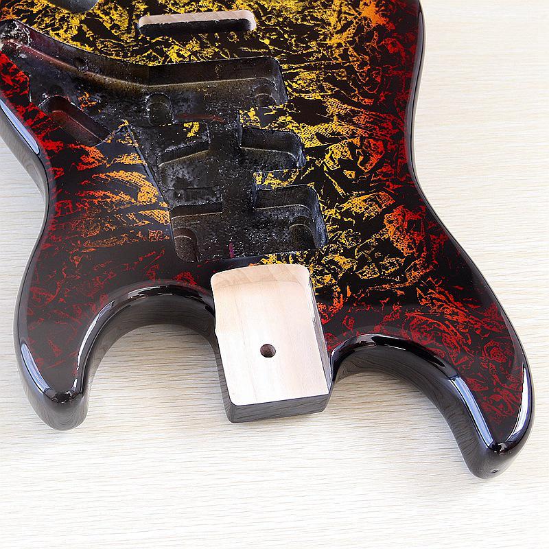 Gradient Red-Yellow Electric Guitar Body: Glossy DIY Modification Accessory