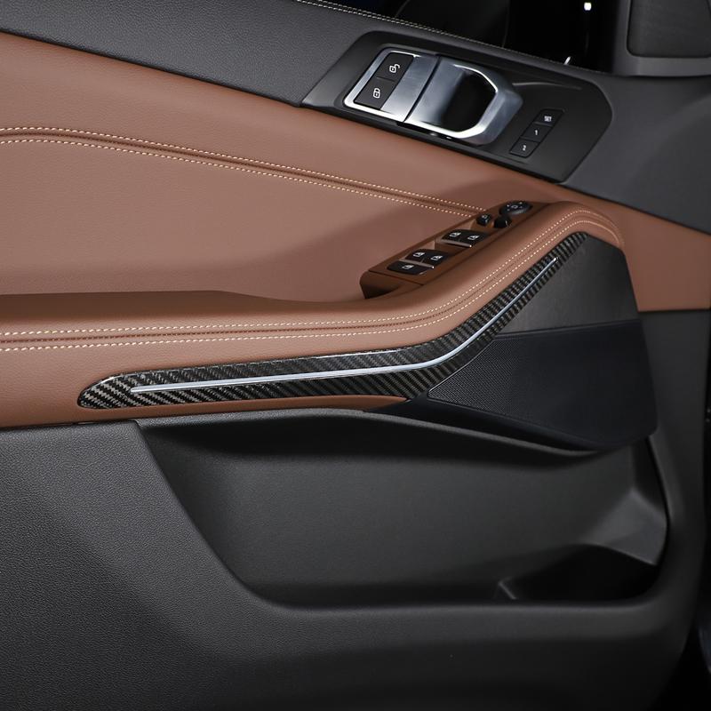 For BMW X5 G05 X7 G07 2019-2026 Real Carbon Fiber Car Interior Door Armrest Ambient Light Decorative Sticker Car Accessories