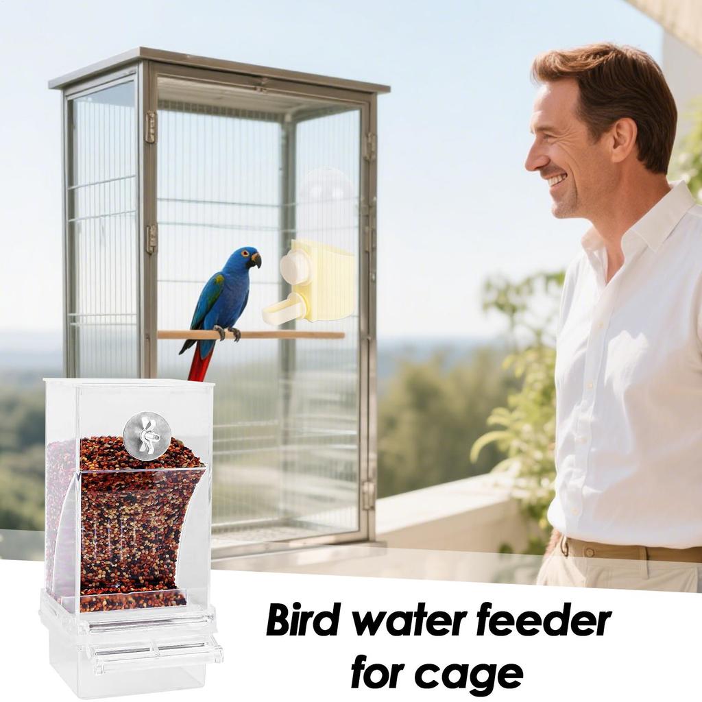 Automatic Water Dispenser for Birds Parrot Feeding Cage Transparent Parakeet Seed Container Food Feeding Cage Water Dispenser