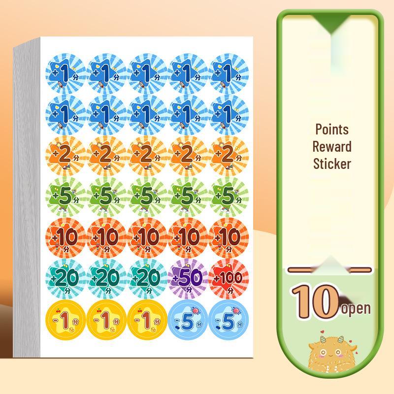 Kids  Reward Stickers: Cartoon Numbers for Primary School & Kindergarten Achievements