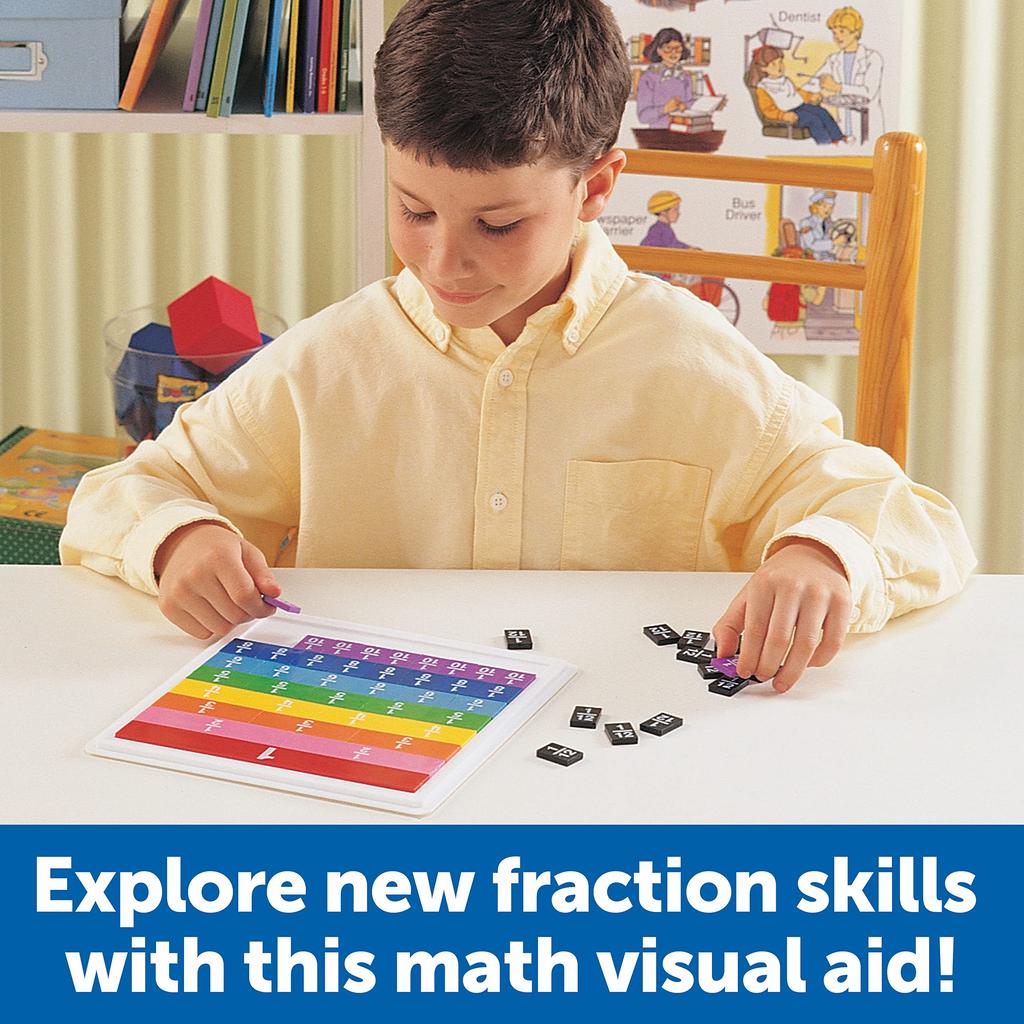 Learning Resources Math Learning Rainbow with Authentic Materials, Fractions, Tile-Shaped, Case, LER0615,