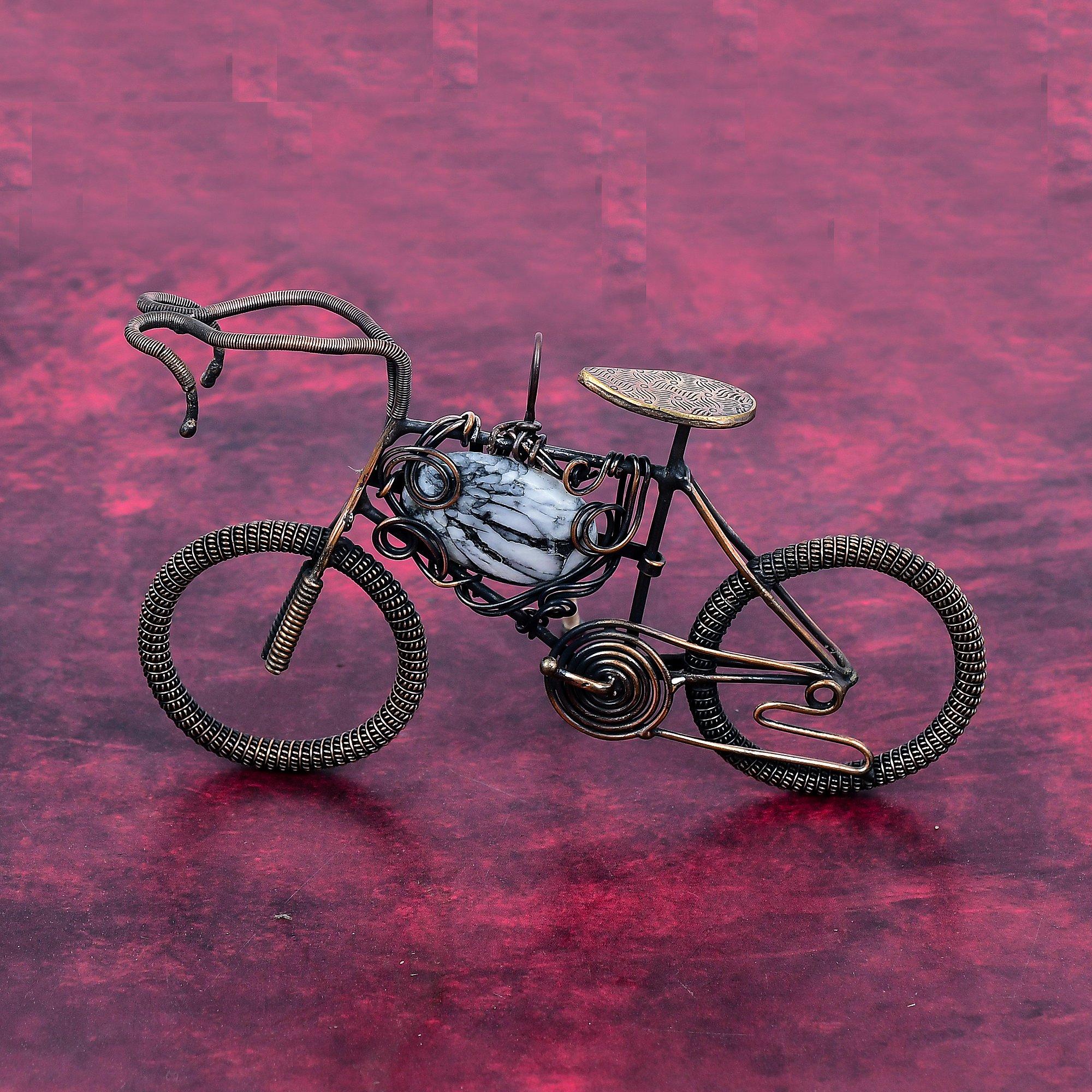 Pinolith Jasper Pendant Copper Wire Wrapped Cycle Jewelry Real Gemstone Pendant