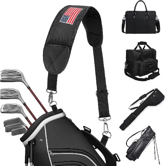 Golf Bag Strap Replacement Golf Bag Shoulder Strap Colorful USA Flag Single Padded Shoulder Strap Adjustable Golf Bag Straps Waterproof Star Golf Bag