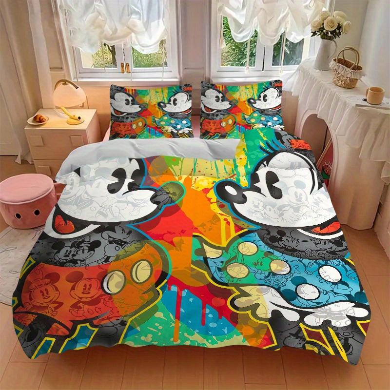 3pcs set Mickey Mouse, Pop Art, Colorful Bedding Set with Duvet Cover+Pillowcases, All-Season Polyester, Zipper Closure79