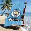 Custom Name Personalized Manchester City FC Print Beach Towel, for Trip Camping Beach Party Home Decor, Birthday Gift for Family & Friends