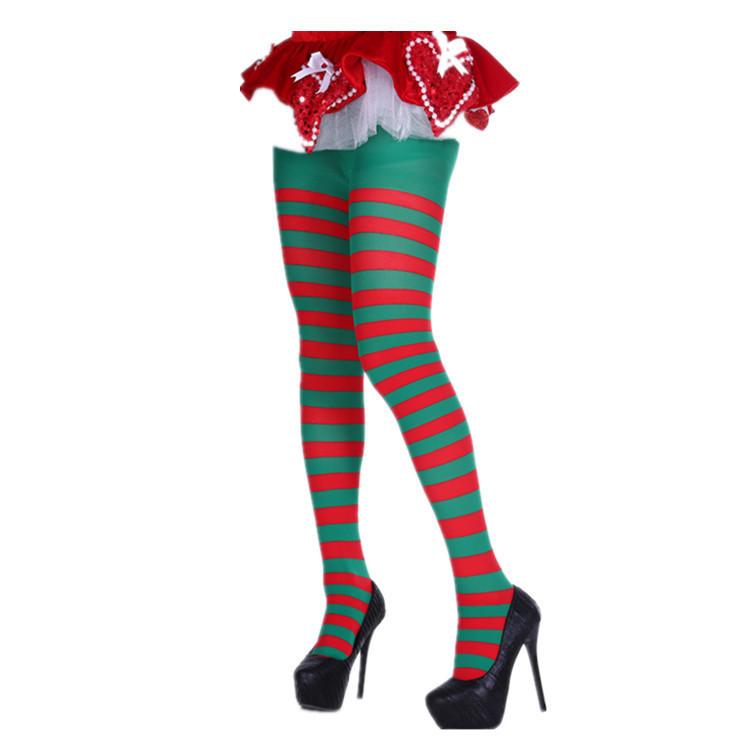 Pantimedias a rayas estilo gótico Punk para mujer, medias largas de arco iris, medias elásticas ajustadas de cintura alta para Halloween y Navidad