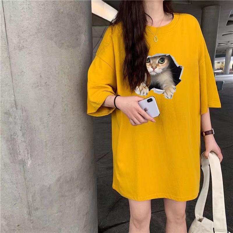 Creative Cat Design Unisex Loose-Fit Short-Sleeve T-Shirt for Couples