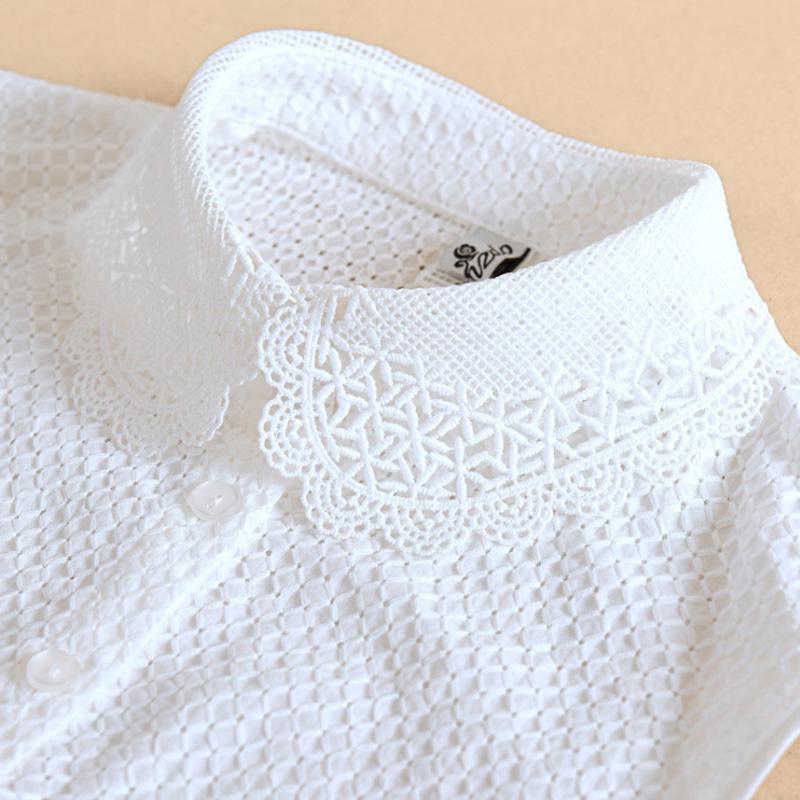 Perfect Match Elegant Womens Fake Collars Pearls White Cotton False Collars Woman Embroidery Lace Detachable Collar Shirt Faux Col Chemisie