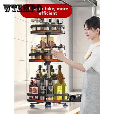 Multi-layer Spice Rack Kitchen Organizers Can Rotate Multi-function Corner Cabinet Countertop Bathroom Makeup Storage Shelf Closet Shelves Organizer