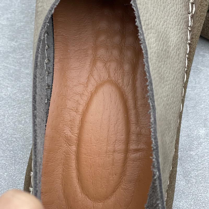 Johnature Retro Handmade Genuine Leather Loafers Soft Soled Cowhide Flat Women's Slip-on Shoes