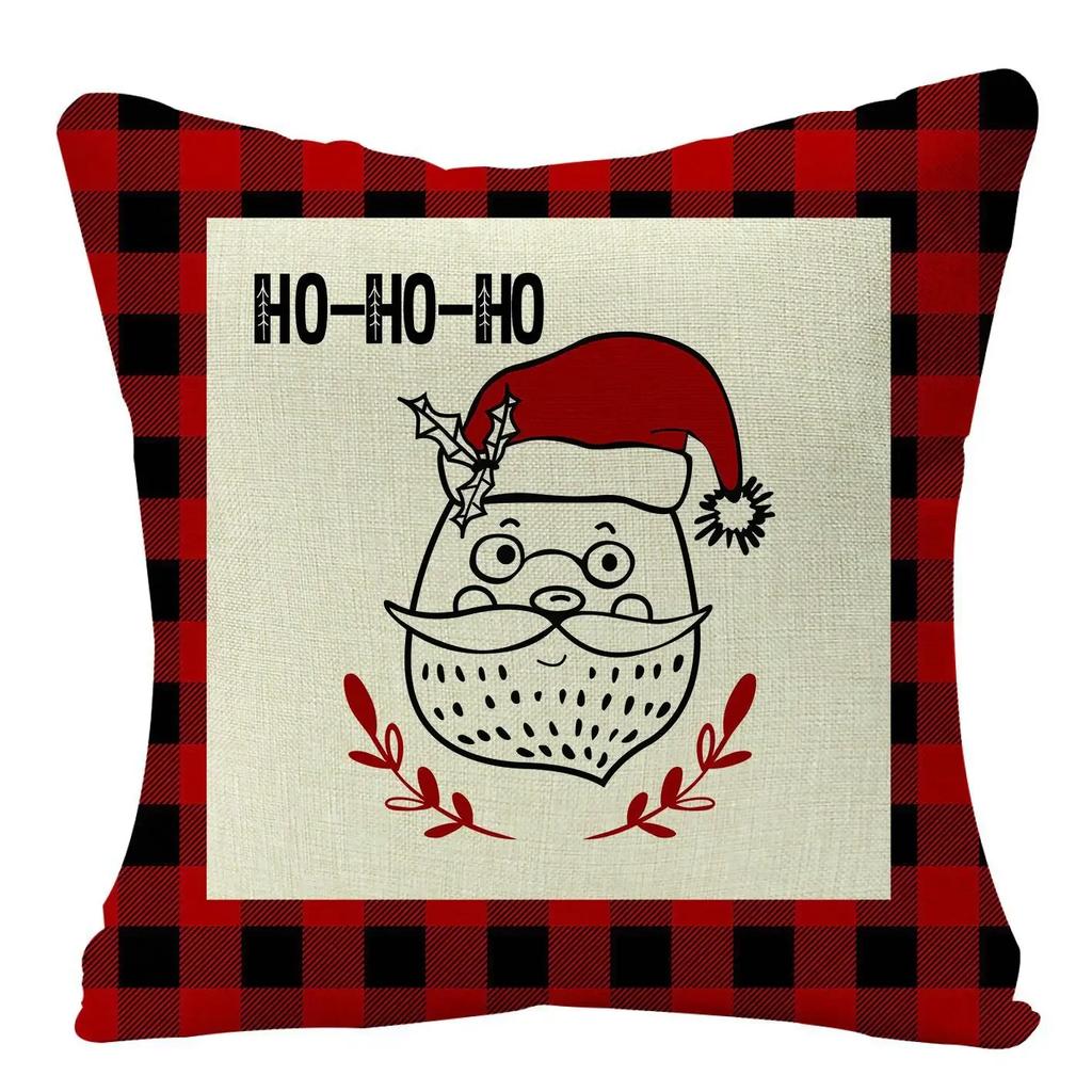 2022 Merry Christmas Home Decor Cushion Cover 45x45cm Cute Animals Cartoon Printed Throw Pillow Cover Xmas Decorative Pillowcase