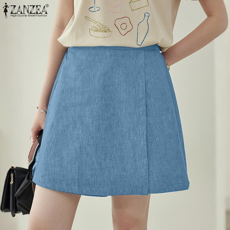 ZANZEA Womens Summer Solid Color Casual Culottes Shorts