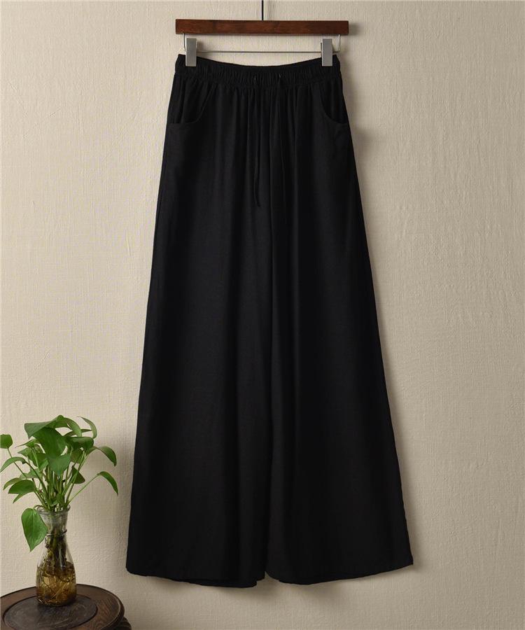 2025 Spring/Summer Nianbaixiu Women's Cotton Linen Wide-Leg Trousers - Zen-Inspired Light Retro Style