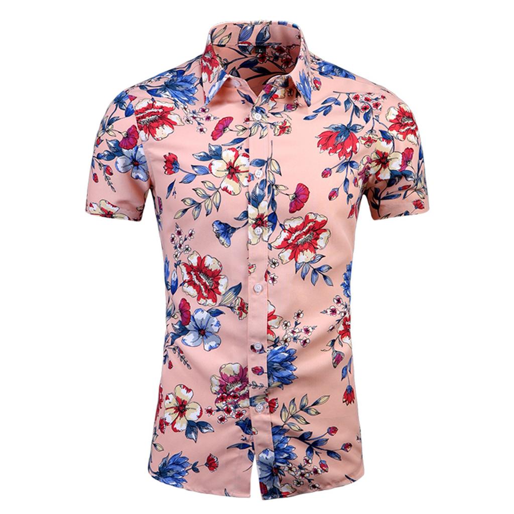 Sommer Neue männer Gedruckt Slim Fit Hemd Große Mode Casual Kurzarm Shirt Männer