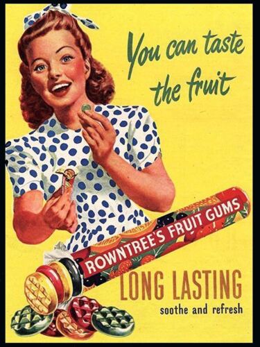 

Rowntreeaposs Fruit Gums advertisment Retro Metal Wall Plaque Vintage signAluminum 20x30cm（7.8x11.8inch）