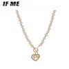 IF ME  Fashion Necklaces Crystal Love Pendant Gold Necklace Women Jewelry Accessories