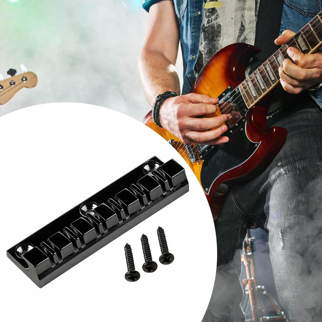 12 String Electric Bass Guitar Fixed Bridge Black Guitar Hardtail Bridge Metal Texture Suitable for Electric Guitar