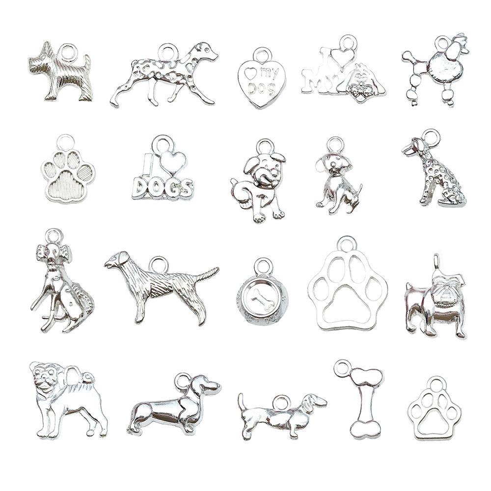 20-Pack Retro Alloy Dog Bone & Animal Cartoon Charms for DIY Bracelets and Necklaces