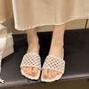 Fashion Summer New Women's Shoes Interwoven Fabric Flat 100 Casual Non-slip Sandals Woven Sandals Summer Outside Wear