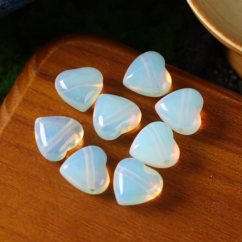 15mm Amethyst Rose Quartz Heart Pendant Jewelry with Horizontal Hole for DIY Crafts