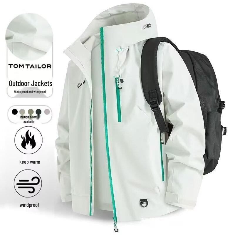 American Retro Mountain Windbreaker: Color Block, Multi-Zipper, Hooded, Waterproof Jacket for Hiking and Mountaineering