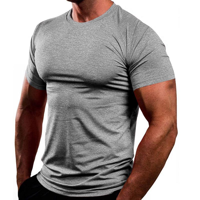 Solid Color European and American Men's Crew Neck Top Summer Quick-drying Breathable Casual Sports Short-sleeved T-shirt