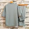 Summer Casual Set Men's Frog Button Hanfu Retro Streetwear Tang Suit T-shirt Crops Two-Piece Set
