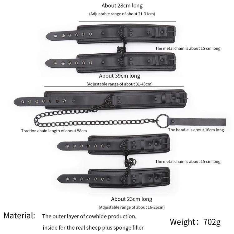 Top quality  bondage set handcuffs and ankle collar fetish slave sex toys bondage man woman sex games for couples.