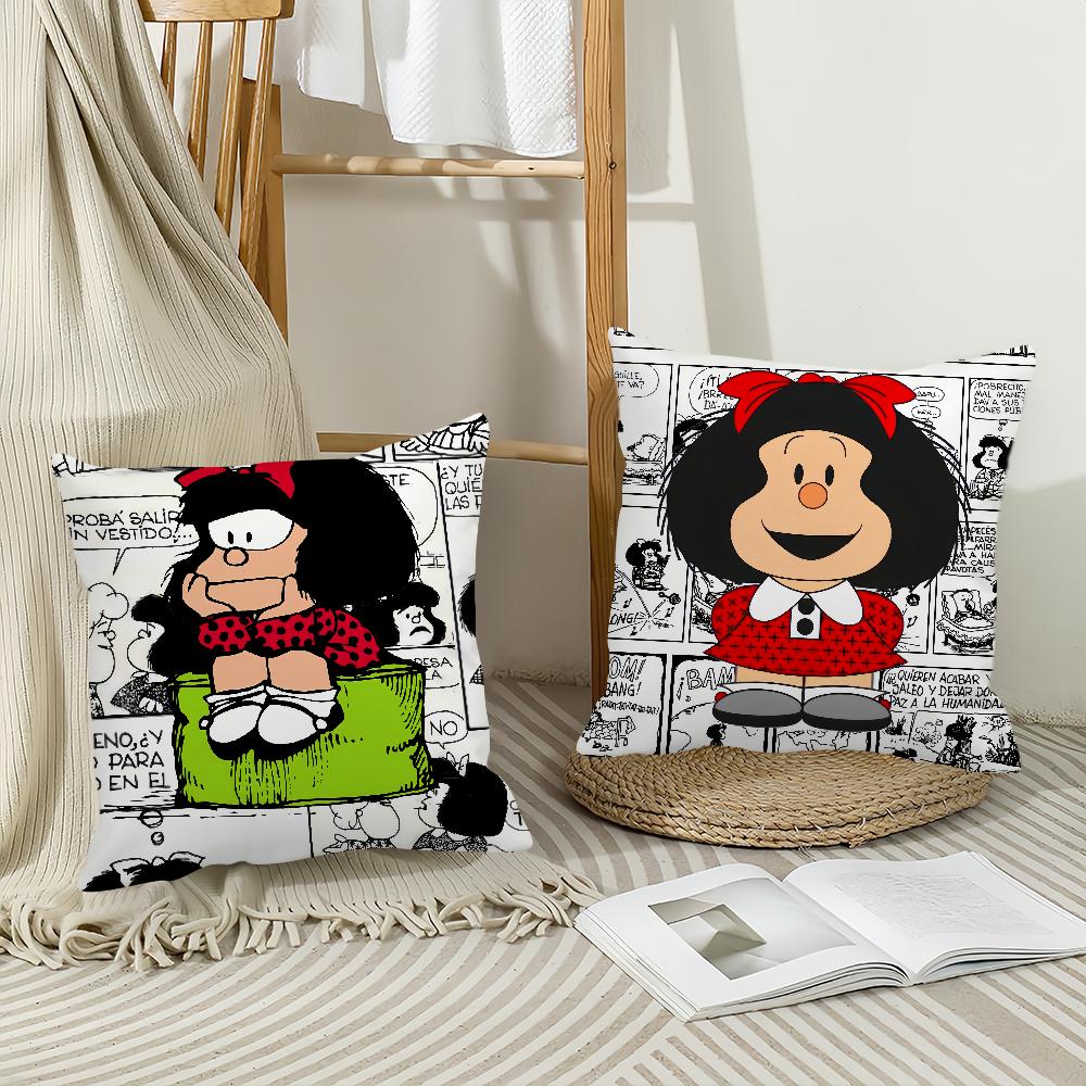Cartoon Cute Mafalda Pillow Case Suitable For Bedrooms Living Rooms Cars Home Decoration