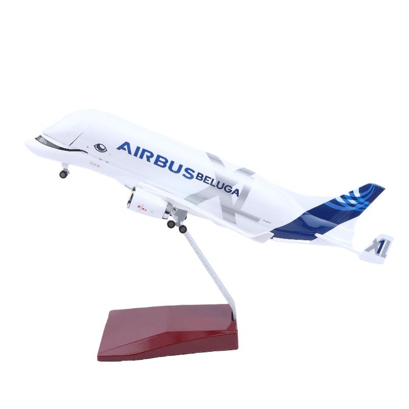 1 Набір 30см 1:Модель літака A330 Beluga Airways, лита смола, масштаб 1:80, металева модель, реактивний літак, відкритий вантажний відсік, з підставкою для демонстрації