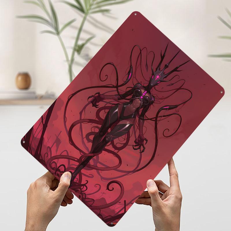 Постер  Темная инопланетная сущность в красном пейзаже  Индивидуальное настенное искусство Винтажные металлические вывески Ретро жестяная табличка для мужской комнаты Украшения 7.9x11.8In(20x30cm)