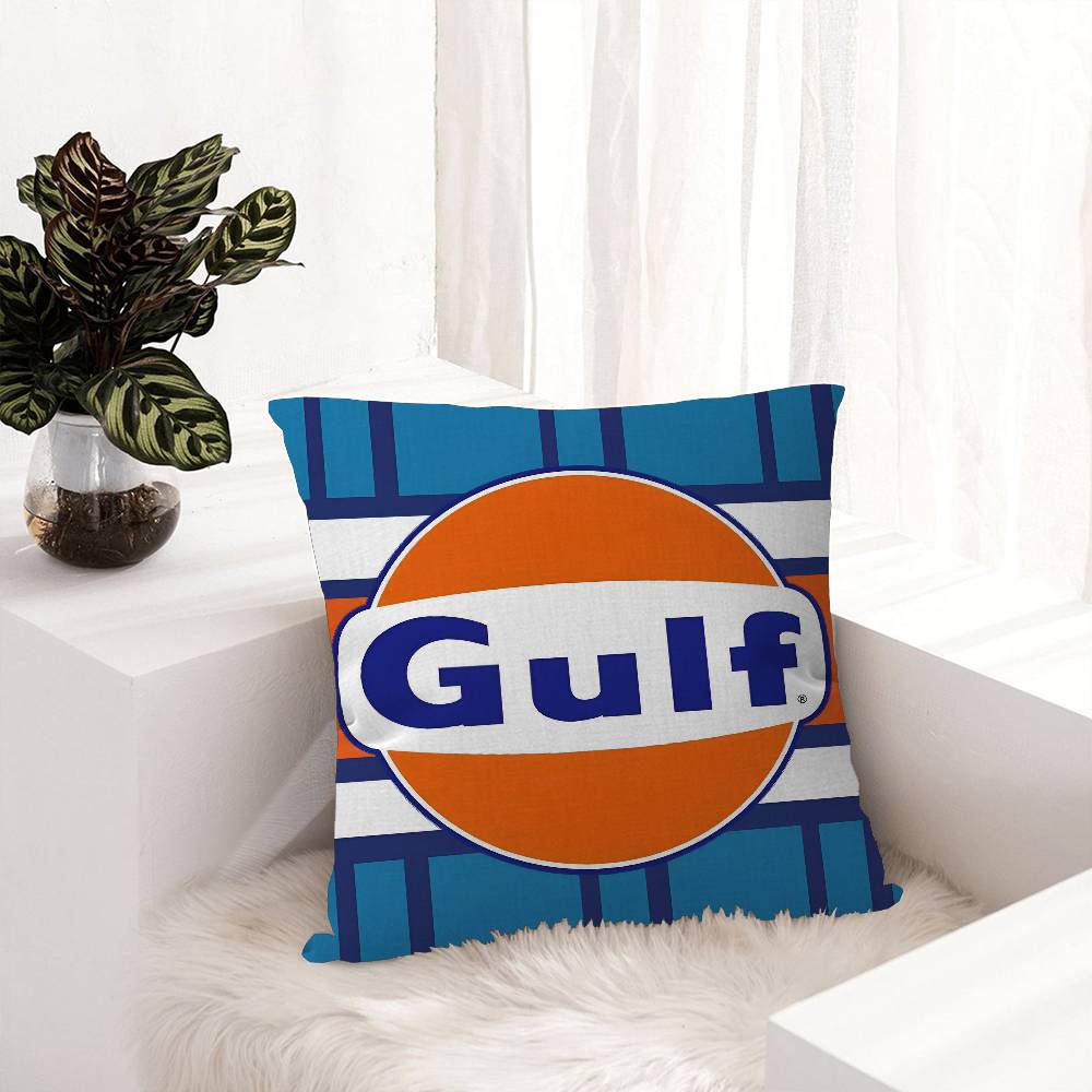 G-Gulf Racing Car Logo Pillow Covers Cartoon Sofa Decorative Home Double-sided Printing Short Plush Cute Cushion Cover