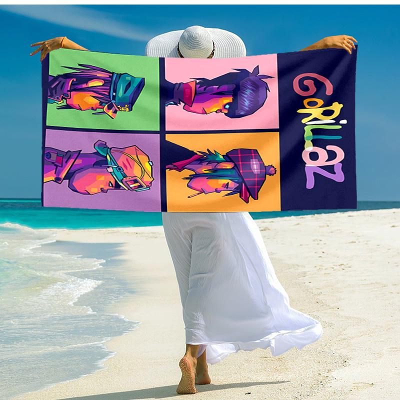 Proof Beach Towel with Gorillaz Band Pattern - Soft,absorbent,quick-drying,machine Washable - Perfect for Swimming,camping,bathing