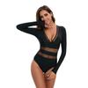One-piece long-sleeved surfing suit sunscreen women's bathing suit hot spring diving suit sexy swimsuit