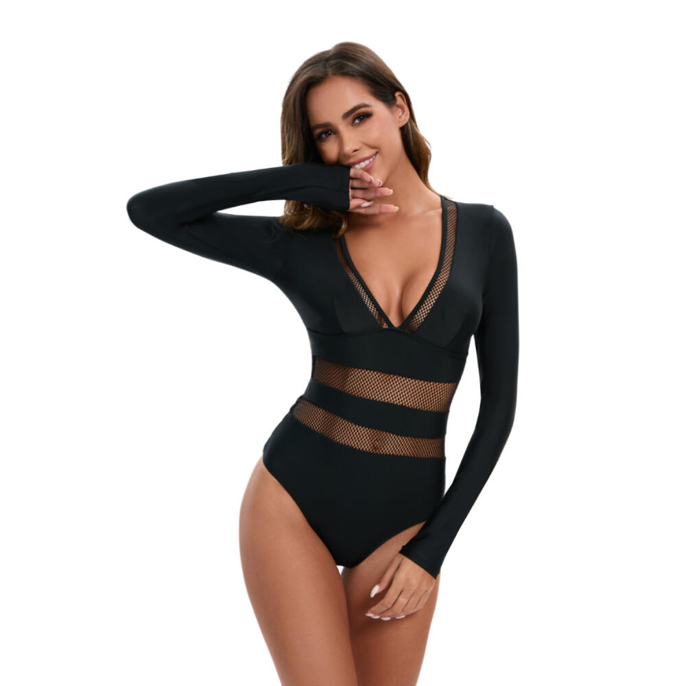 One-piece long-sleeved surfing suit sunscreen women's bathing suit hot spring diving suit sexy swimsuit