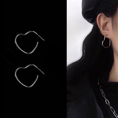 1Pair Korean Fashion Heart Shape Stud Hoop Earrings Woman Dangle Drop Earring Gift For Friends Friendship