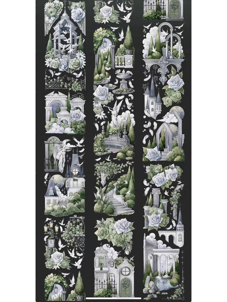 Falling Sunset Tide Washi Tape & Stickers for Journals: Flowing Hemp Ancient Style