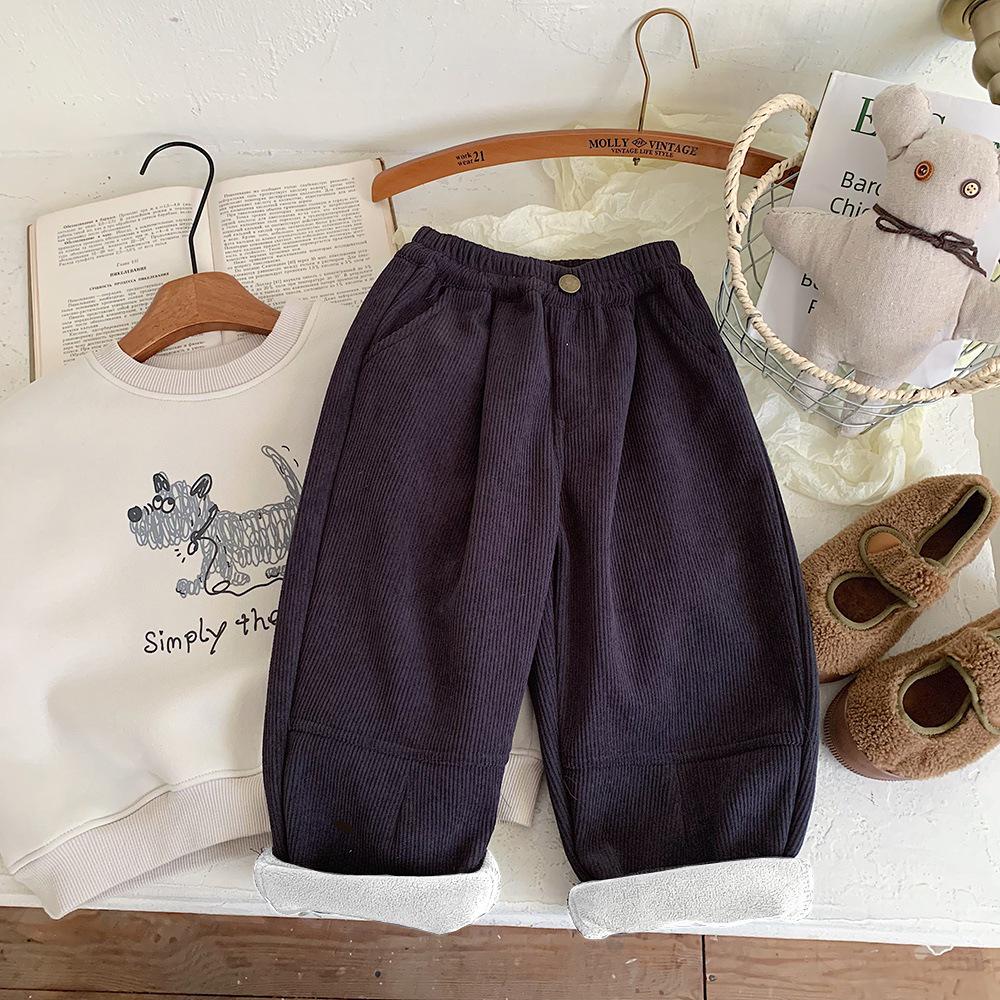 Kino Boys' Winter Fleece-Lined Straight-Leg Casual Pants - Thick and Warm