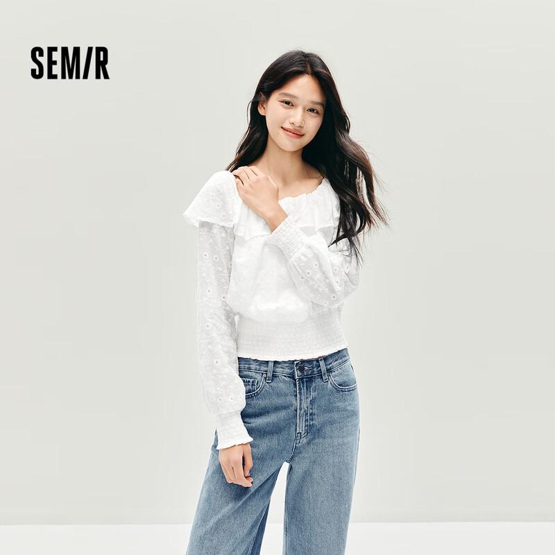 

Semir Women s Embroidered Off-Shoulder Ruffle Blouse L