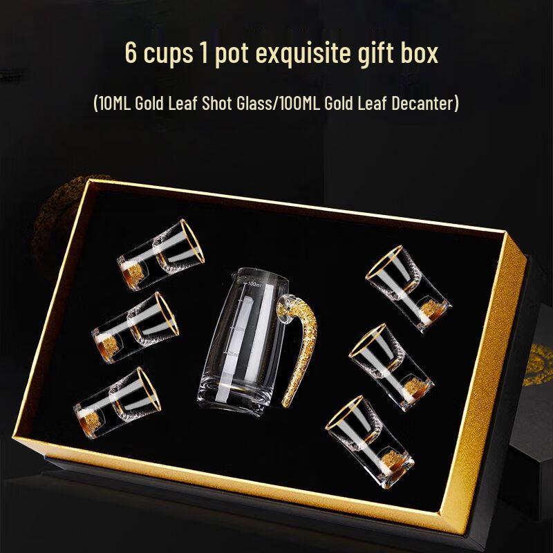 Creative Gold Foil Baijiu Crystal Glass Decanter & Shot Glass Set