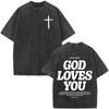 Christian Jesus Bible Verse Washed T-shirts Men's Women Fashion Vintage Oversized T Shirts Harajuku Cotton Short Sleeve T-shirt