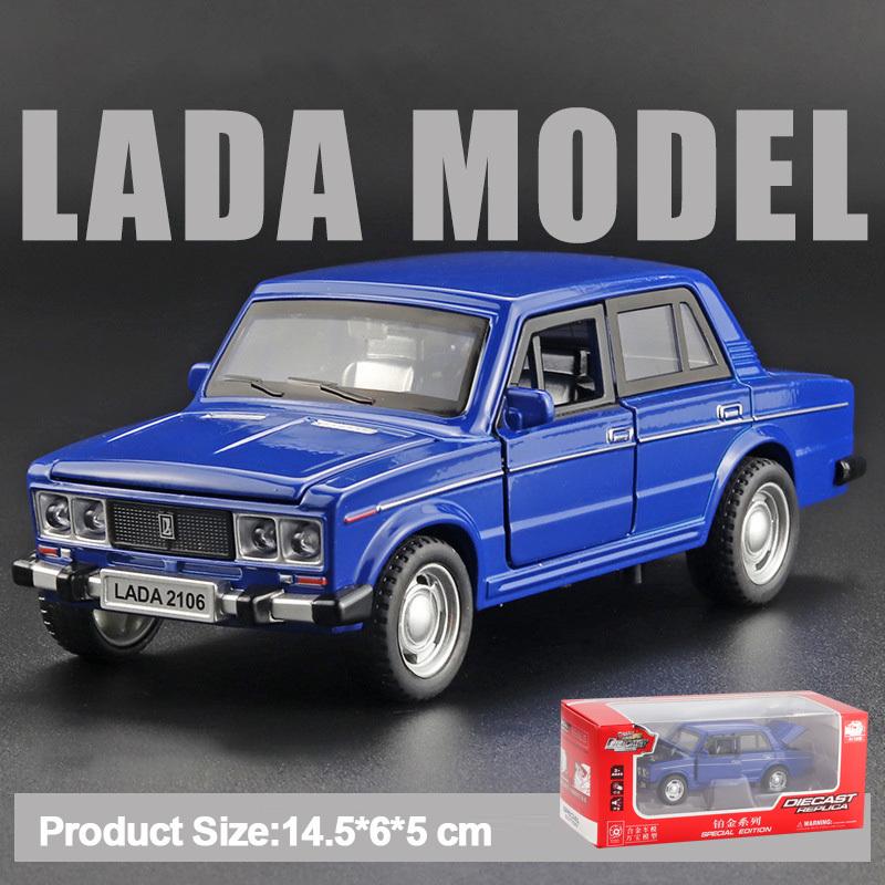 1/32 Scale LADA 2106 Diecast Car Model Toy, Pull Back Toy Vehicle with Sound and Light for Kids Toddler Boys Girls Gift Collection