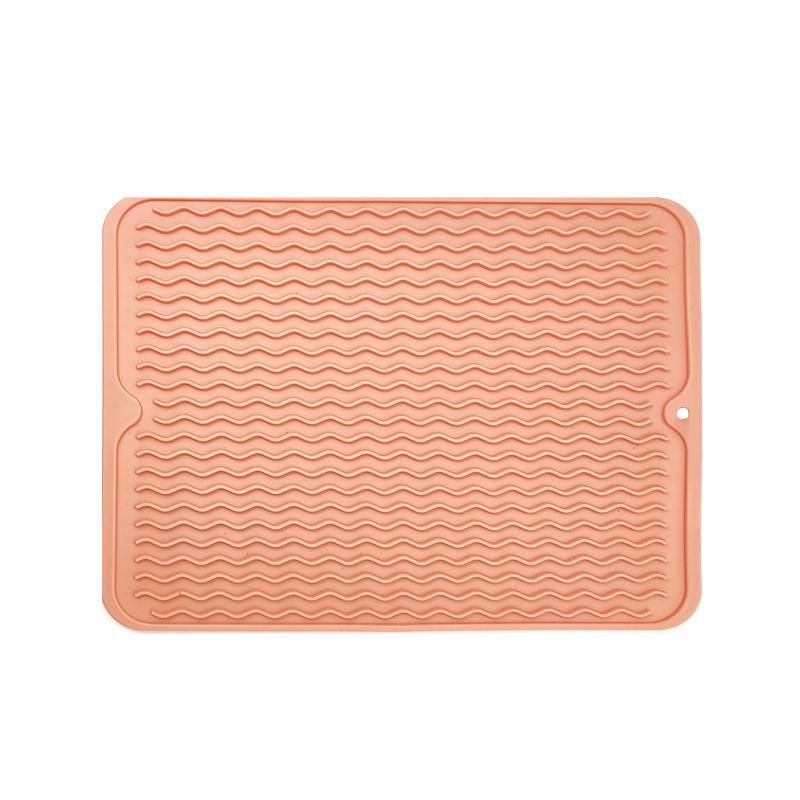 Heat-Insulating Non-Slip Rubber Kitchen Placemat and Drain Mat with Wavy Grooves, Waterproof Design
