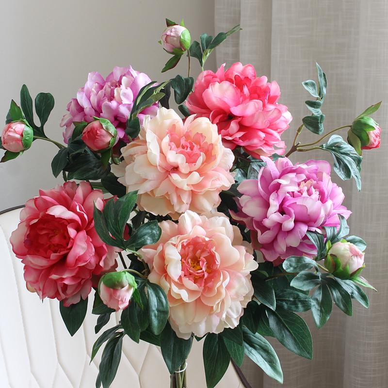 Artificial Peony Silk Flower Arrangement for Living Room and Dining Table Decor