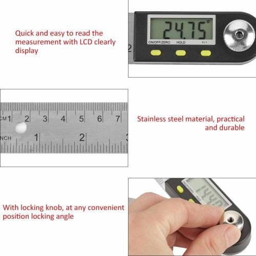Pomya Digital Protractor, 0-300mm Stainless Steel Electronic Protractor, Digital Goniometer, 360 Angle Finder, Miter Gauge Ruler, Length and Angle Me