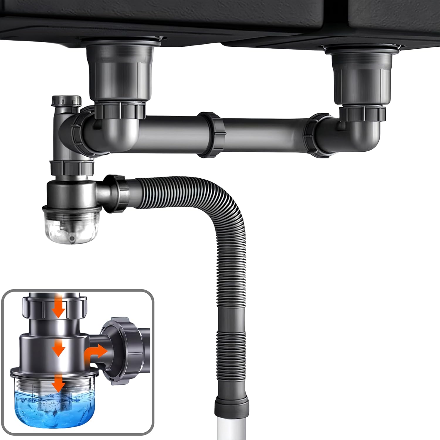 Double slot sewer pipe set double